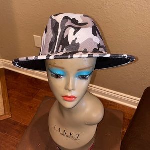Black and white camo fedora